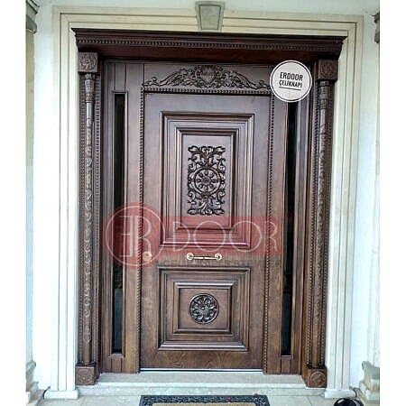 Ahşap İşlemli Ceviz Villa Giriş Kapısı ER0211