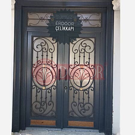 Camlı Ferforjeli Mimari Villa Giriş Kapısı ER0225